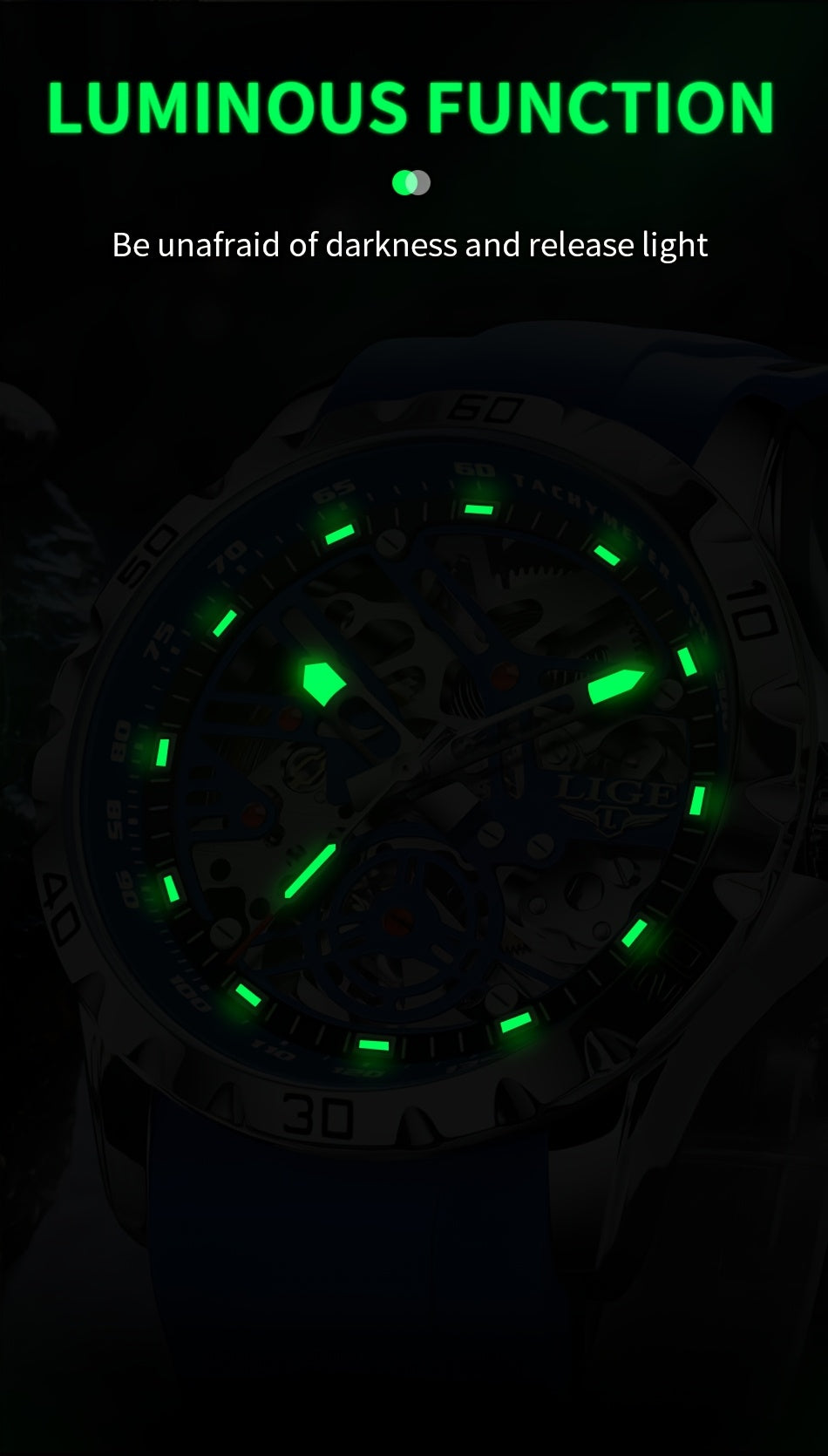 Klocka Patrik (automatisk herrklocka med håldesign & silikonarmband)