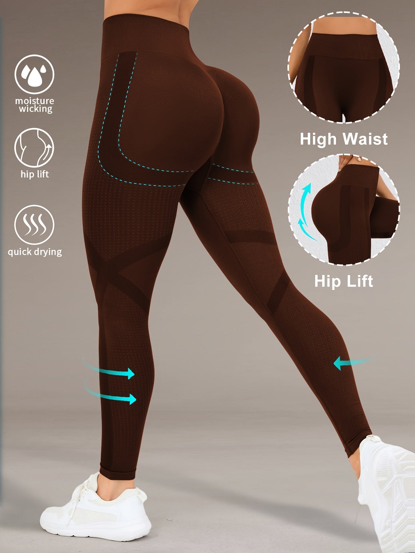 Höga Träningstights med Push-Up Effekt – Perfekta för Gym & Yoga