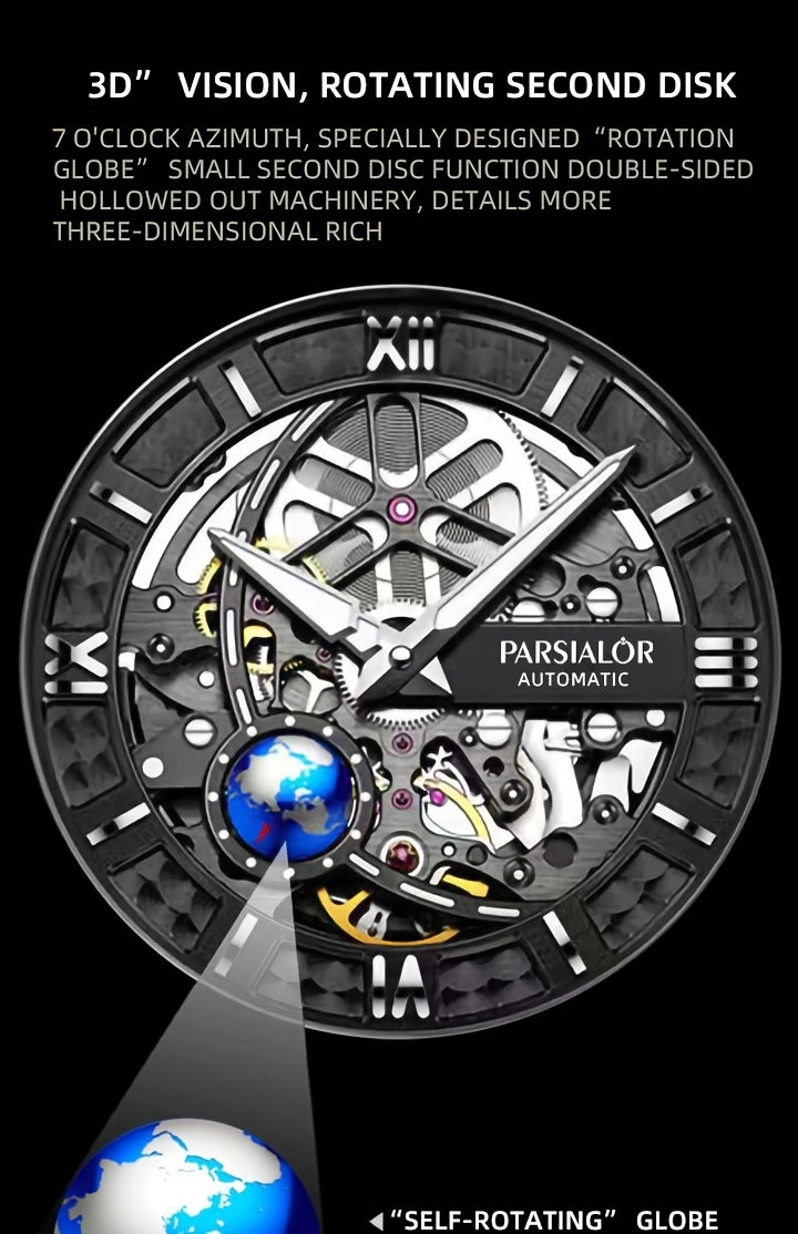 Klocka Rasmus (automatisk herrklocka med skelett-urtavla & tourbillon-inspirerad design)