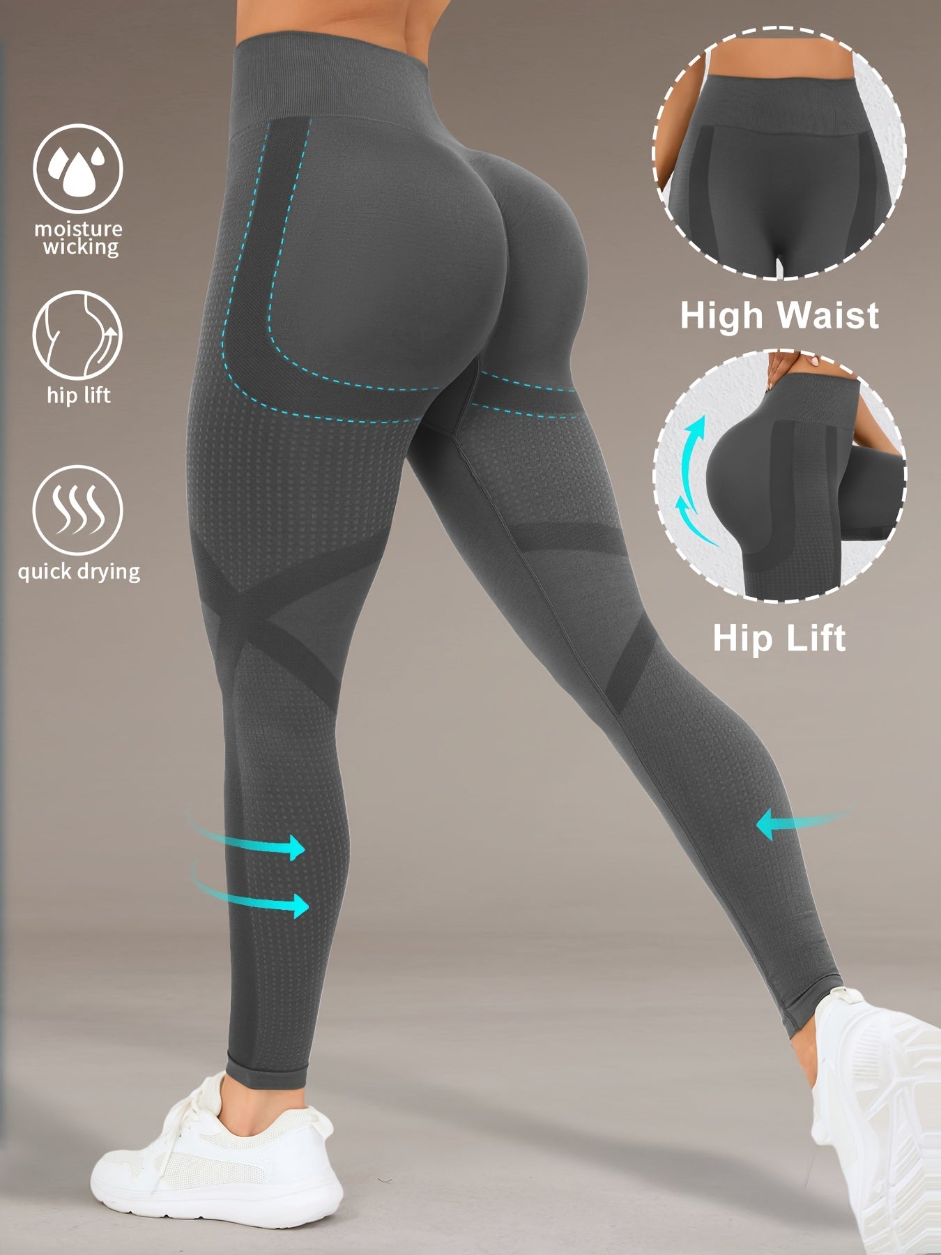 Höga Träningstights med Push-Up Effekt – Perfekta för Gym & Yoga