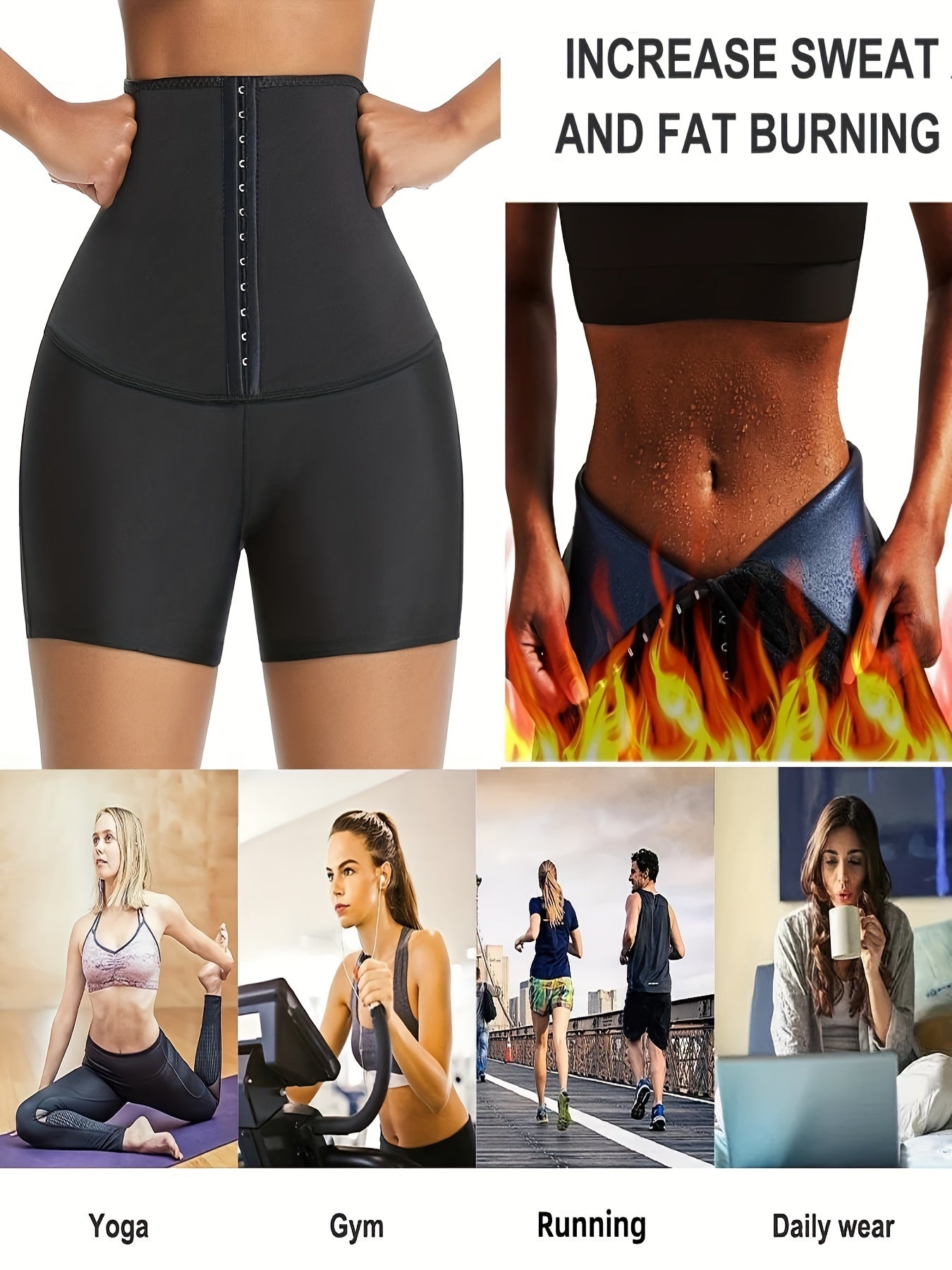 Svett Shorts™ – Tights med Magkontroll, Svarta för Träning