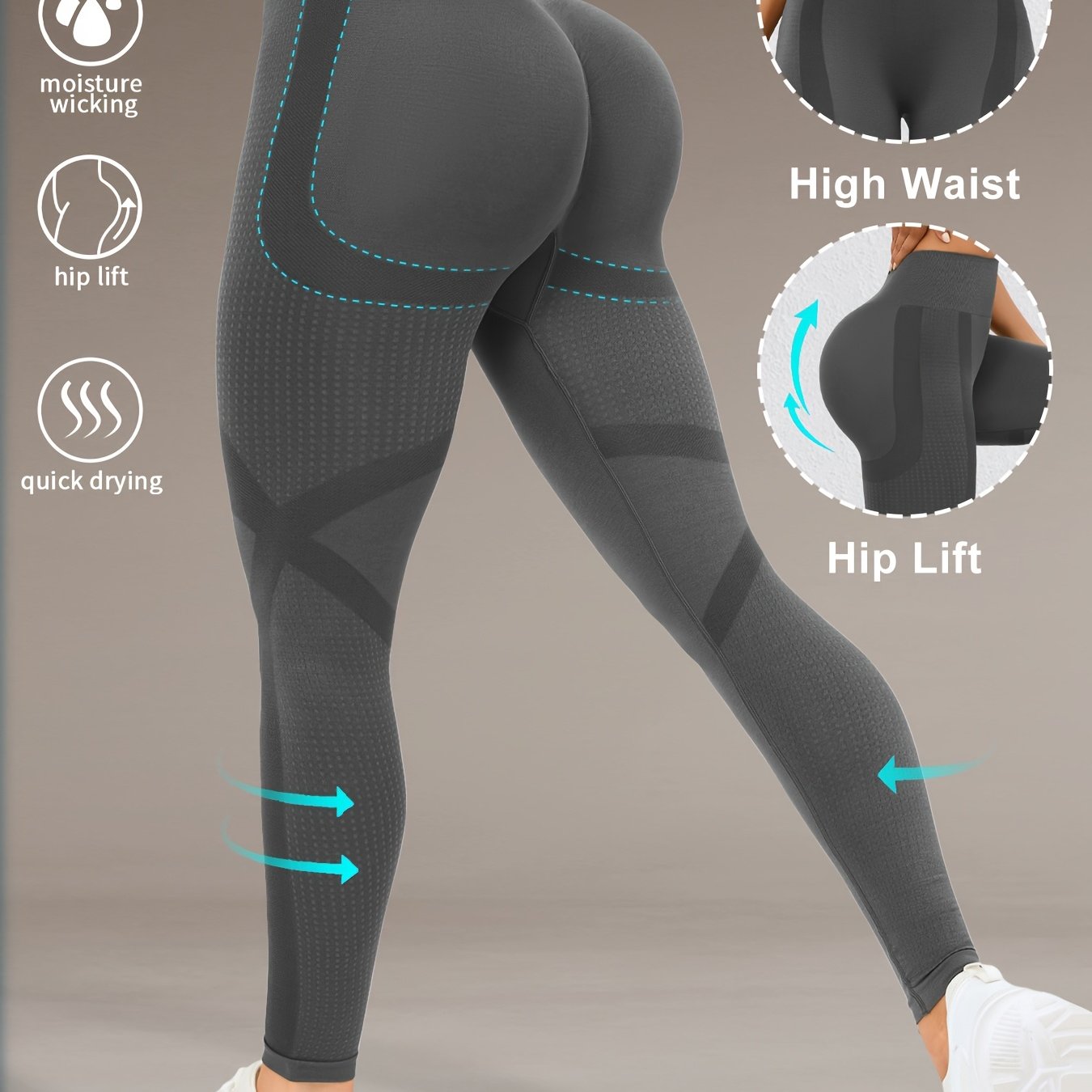 Höga Träningstights med Push-Up Effekt – Perfekta för Gym & Yoga