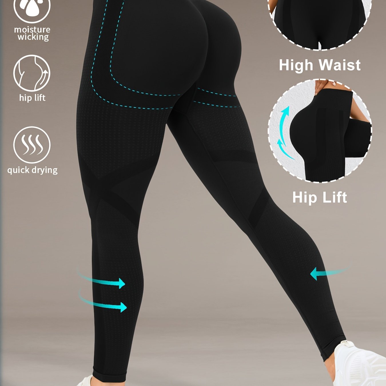 Höga Träningstights med Push-Up Effekt – Perfekta för Gym & Yoga