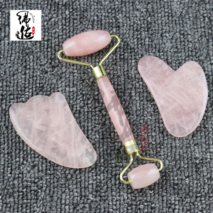 Roskvarts Roller™ – Ansiktsmassage med Naturlig Jade & Rosenkvarts