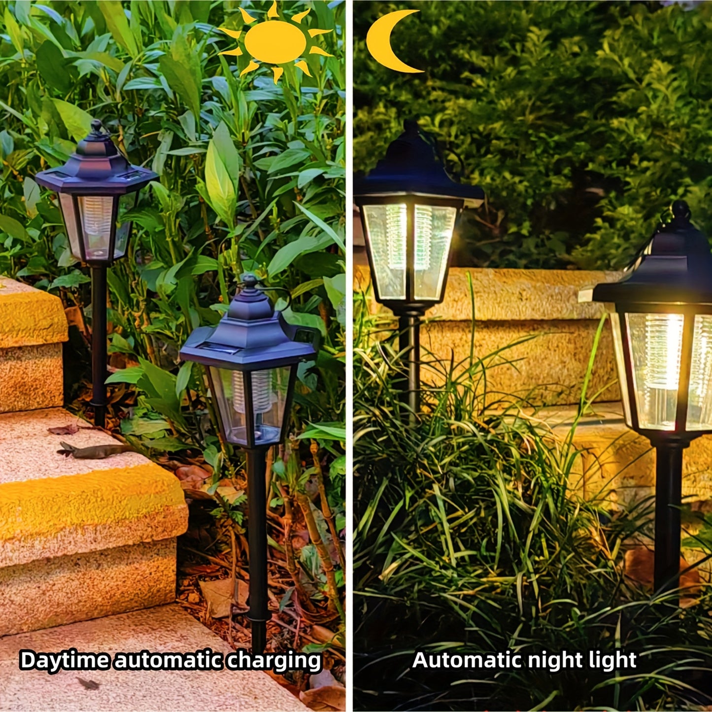 SolGångbelysning™ – 2-pack Hexagonala Solcellslyktor