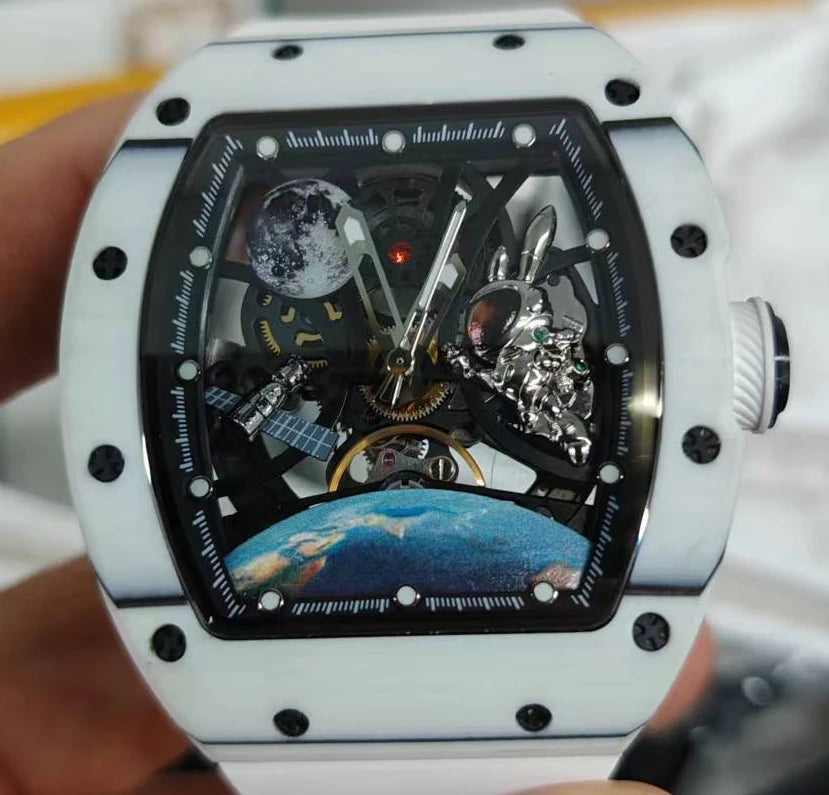 Astronaut Kolfiber Klocka – Automatisk Tourbillon Herrklocka