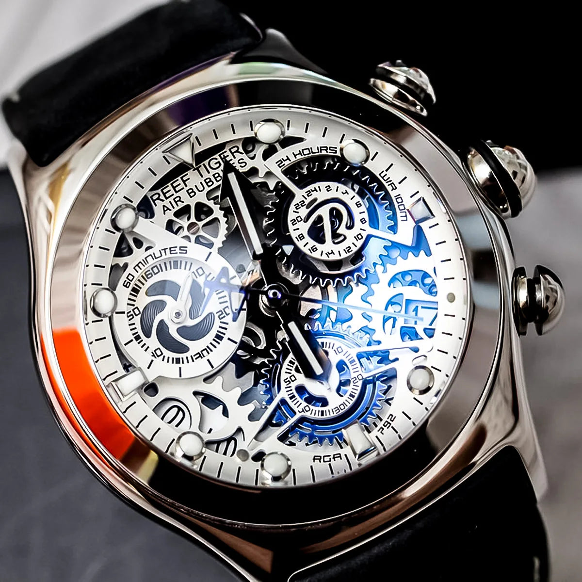 Herrklocka kronograf sport skeleton