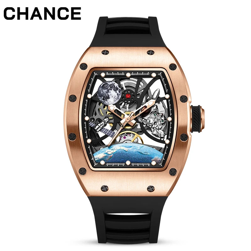 Astronaut Kolfiber Klocka – Automatisk Tourbillon Herrklocka