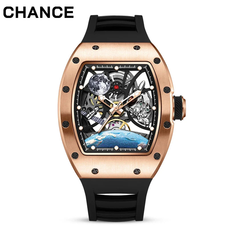 Astronaut Kolfiber Klocka – Automatisk Tourbillon Herrklocka