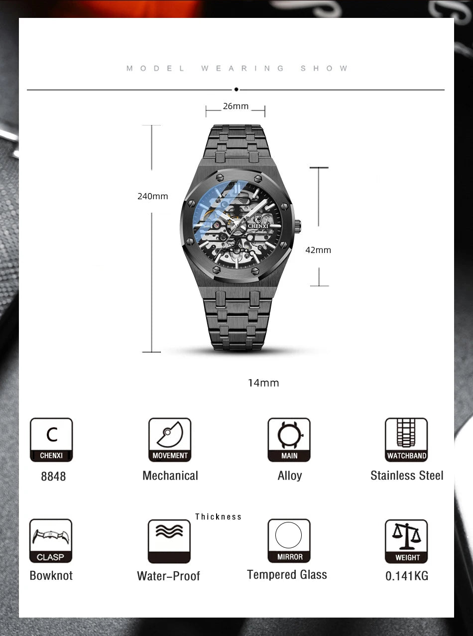 Klocka Patrik (mekanisk herrklocka med tourbillon-design & vattenskydd)