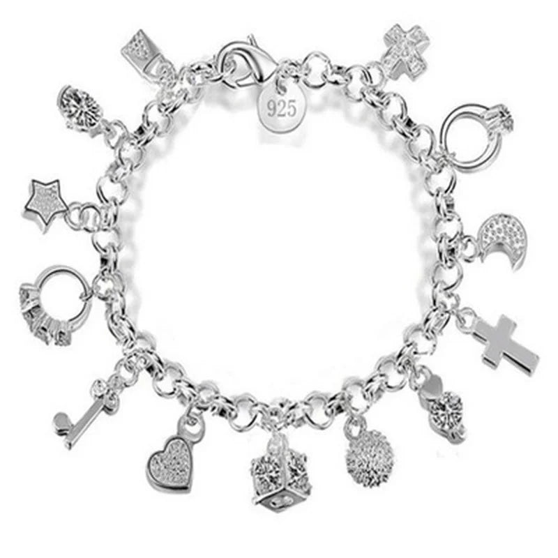 Armband Tilde (13 berlocker på kedja – charmarmband i silverfärg)