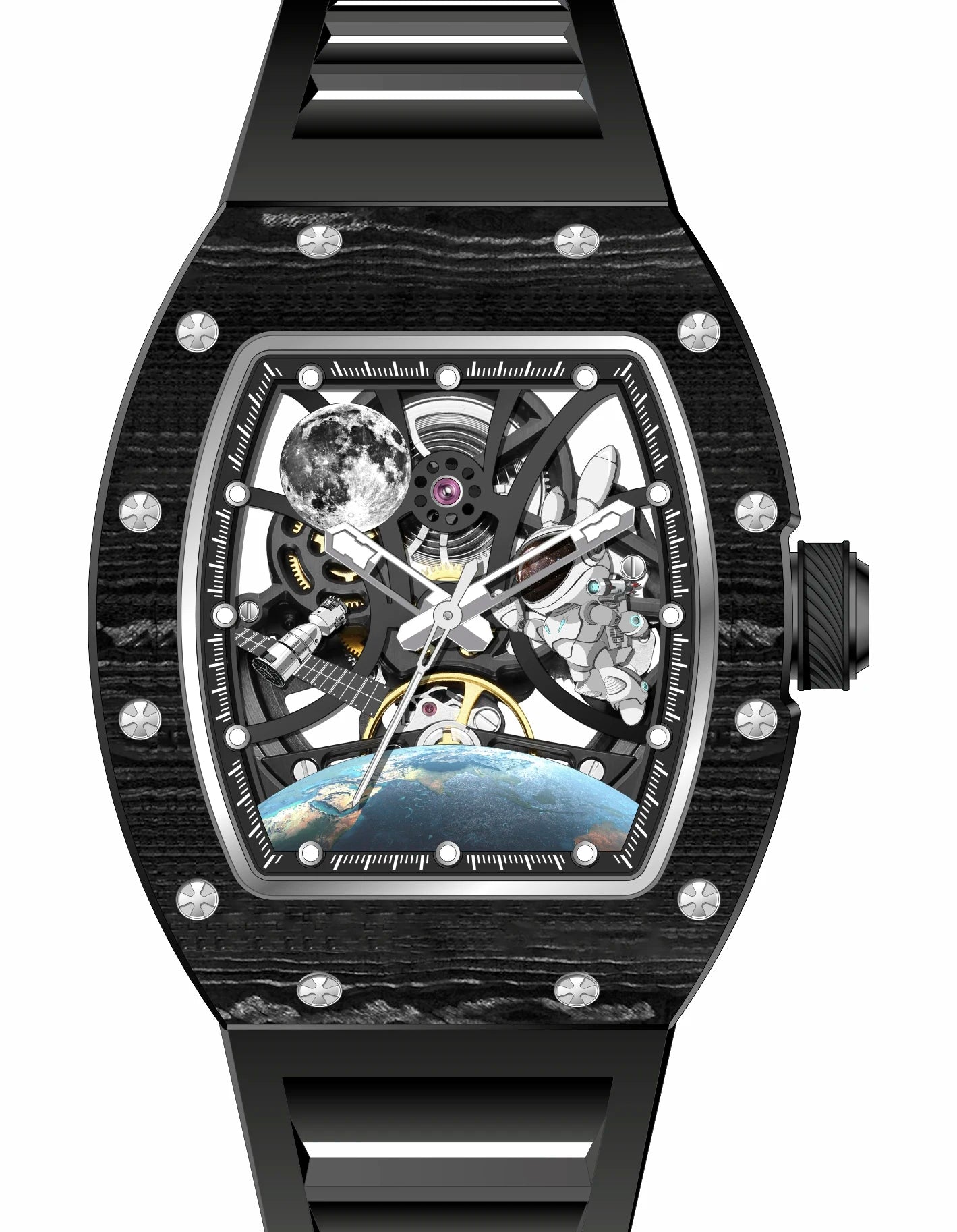 Astronaut Kolfiber Klocka – Automatisk Tourbillon Herrklocka