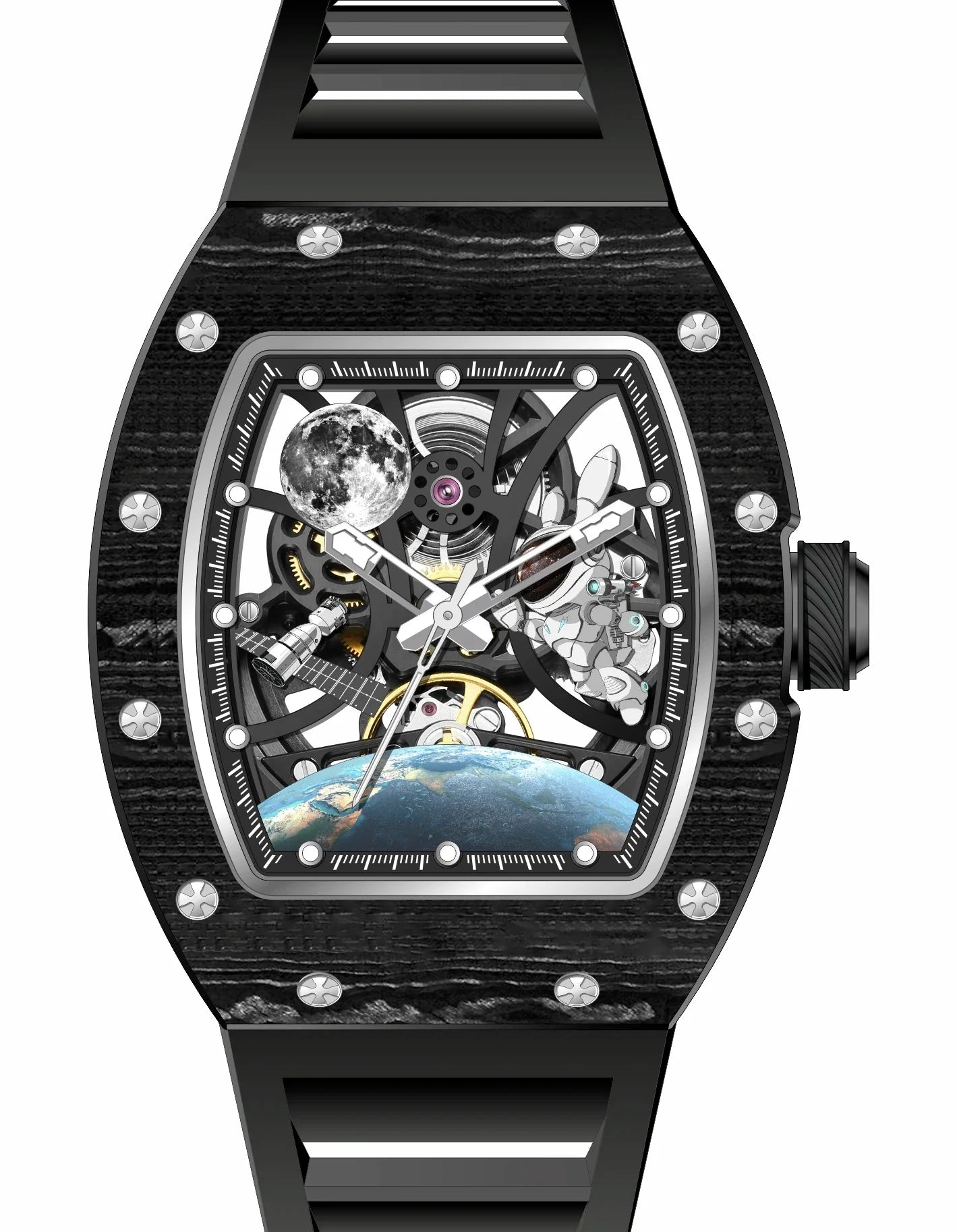 Astronaut Kolfiber Klocka – Automatisk Tourbillon Herrklocka