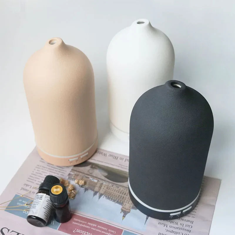 Aromadiffuser keramik – ultraljud luftfuktare med LED & timer