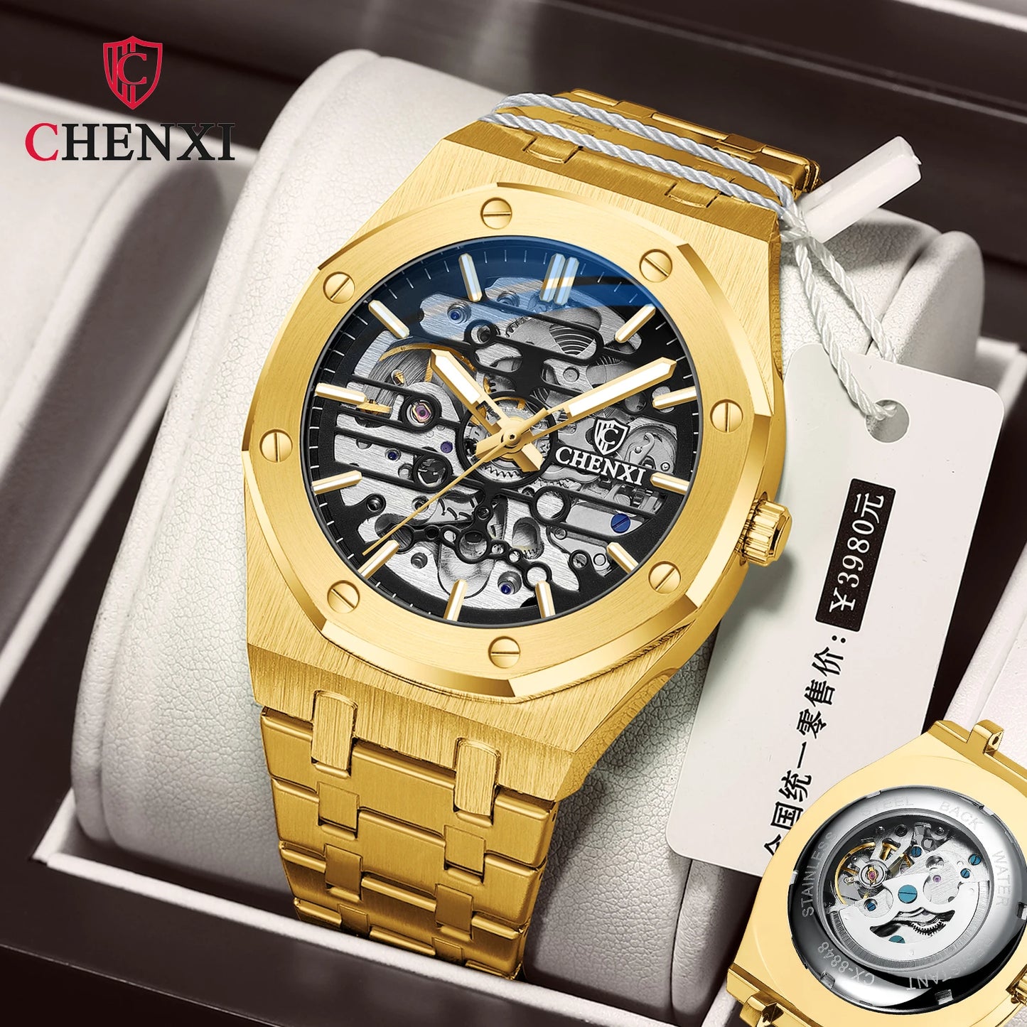 Klocka Patrik (mekanisk herrklocka med tourbillon-design & vattenskydd)