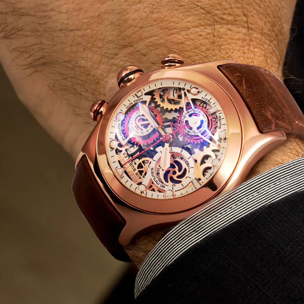 Herrklocka kronograf sport skeleton