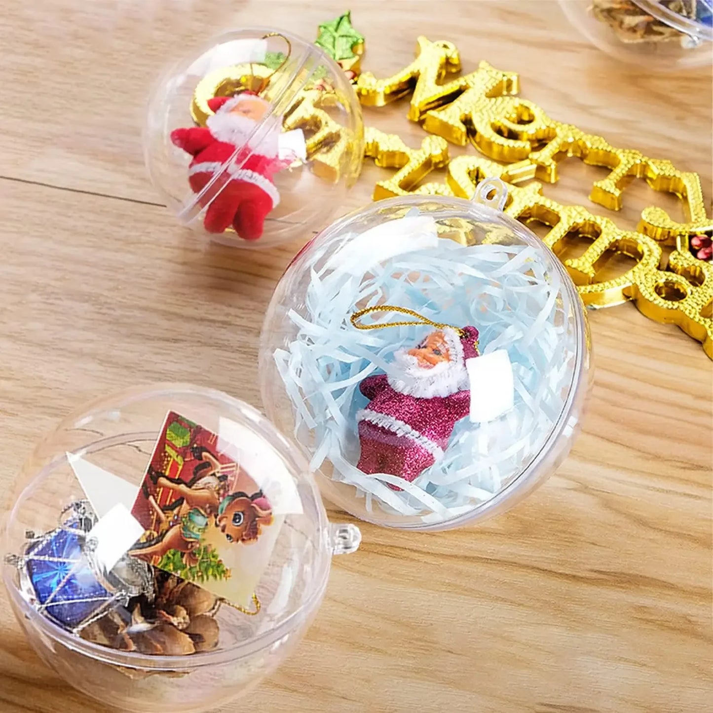 Genomskinliga plastkulor – fyllbara julgransdekorationer & festornament