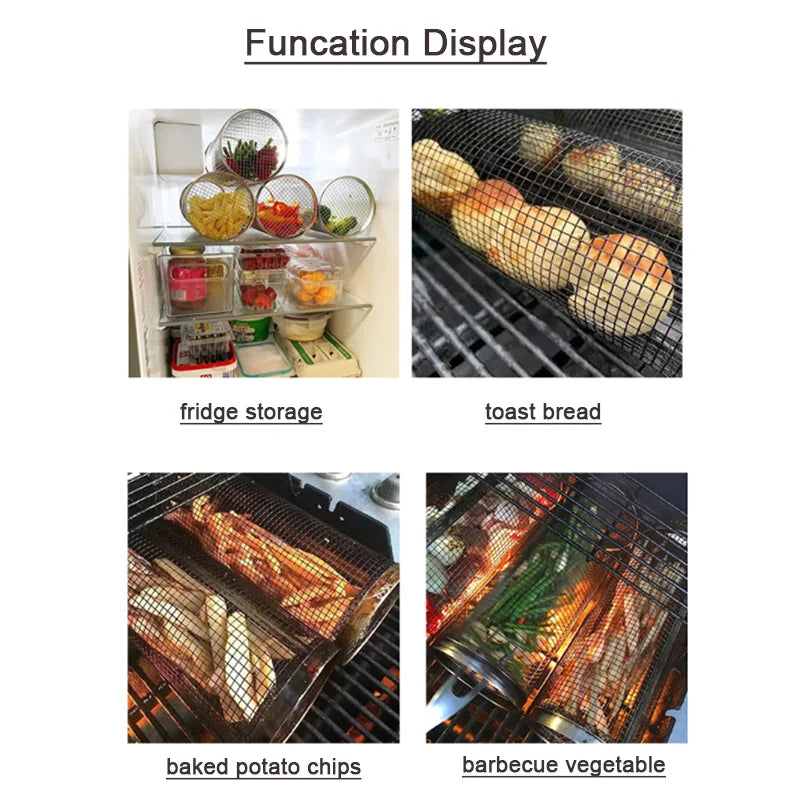 GrillKorgen™ – Rullande Rostfri Grillkorg för Grönsaker