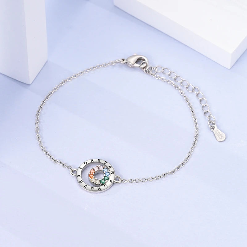 Armband Selina (lyckoarmband i silverfärg med zirkonsten)
