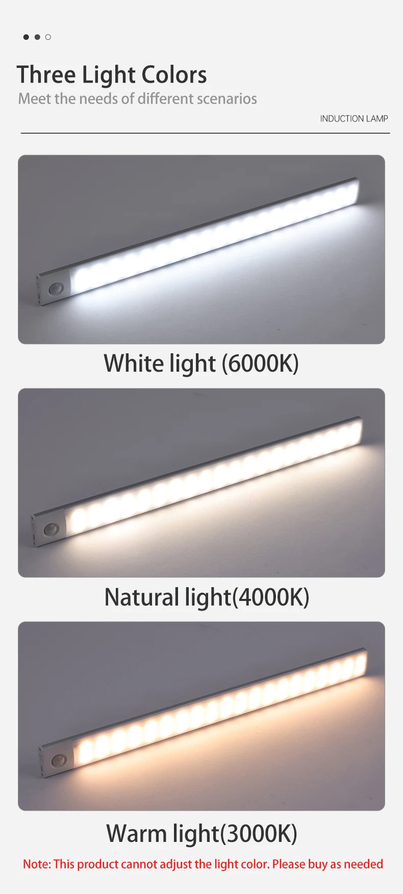 LED skåpbelysning – rörelsesensor nattlampa USB laddbar