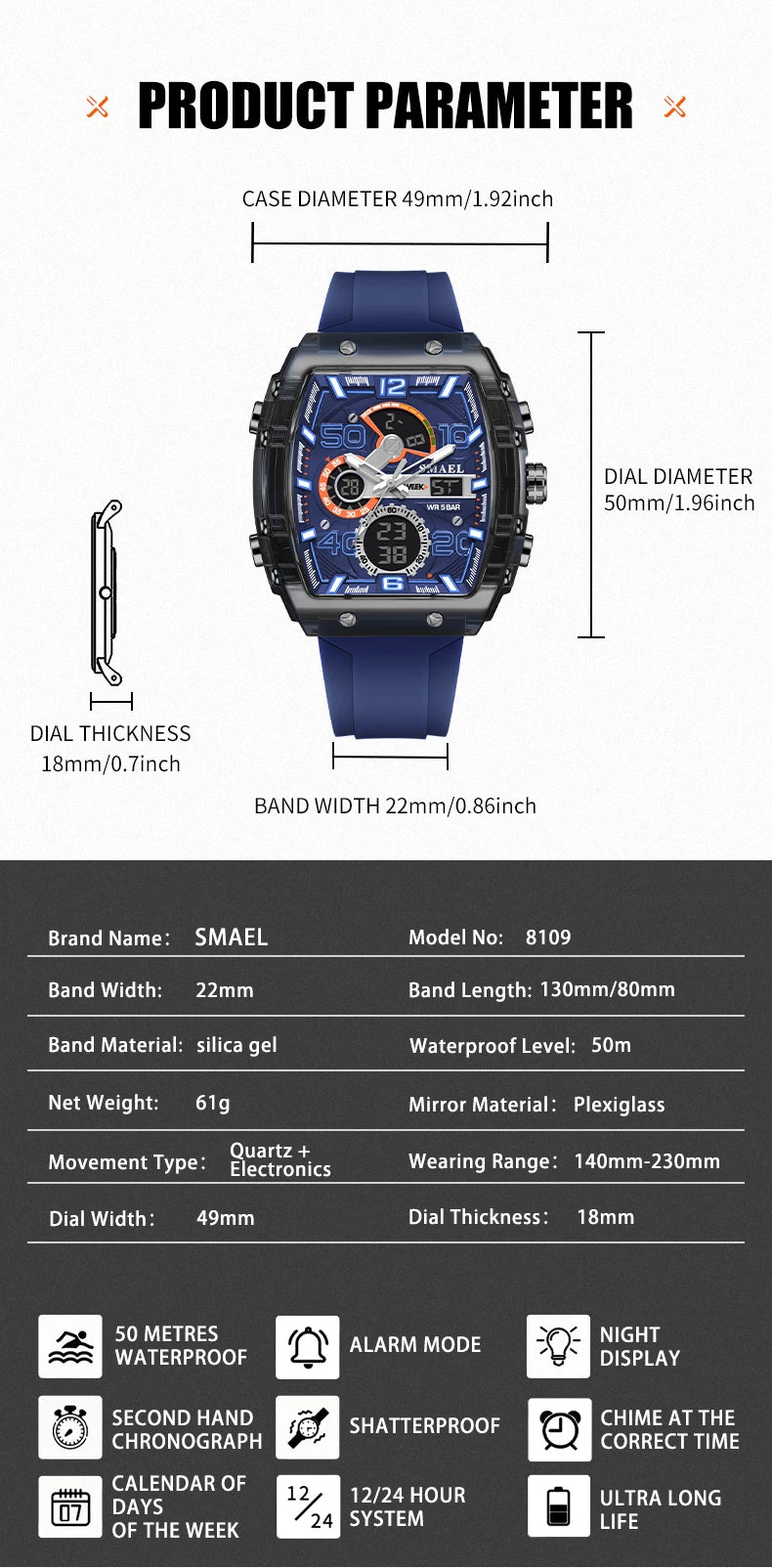 ChronoSquare – fyrkantig herrklocka med dual display