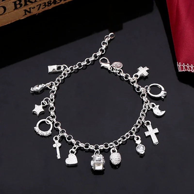 Armband Tilde (13 berlocker på kedja – charmarmband i silverfärg)