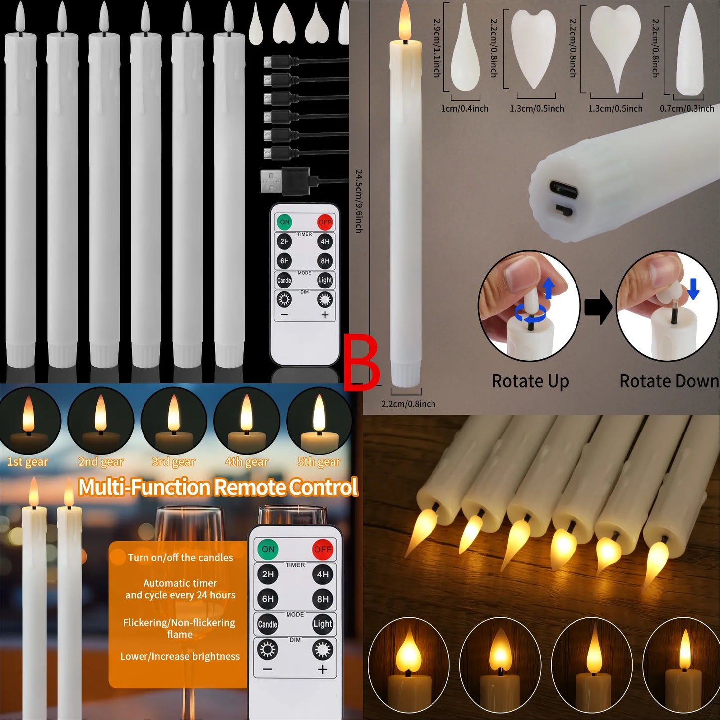 LED stearinljus med timer & fjärrkontroll – fladdrande låga