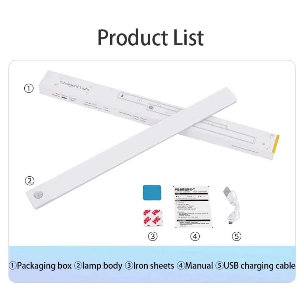 LED skåpbelysning – rörelsesensor nattlampa USB laddbar