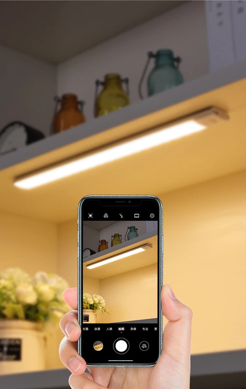 LED skåpbelysning – rörelsesensor nattlampa USB laddbar