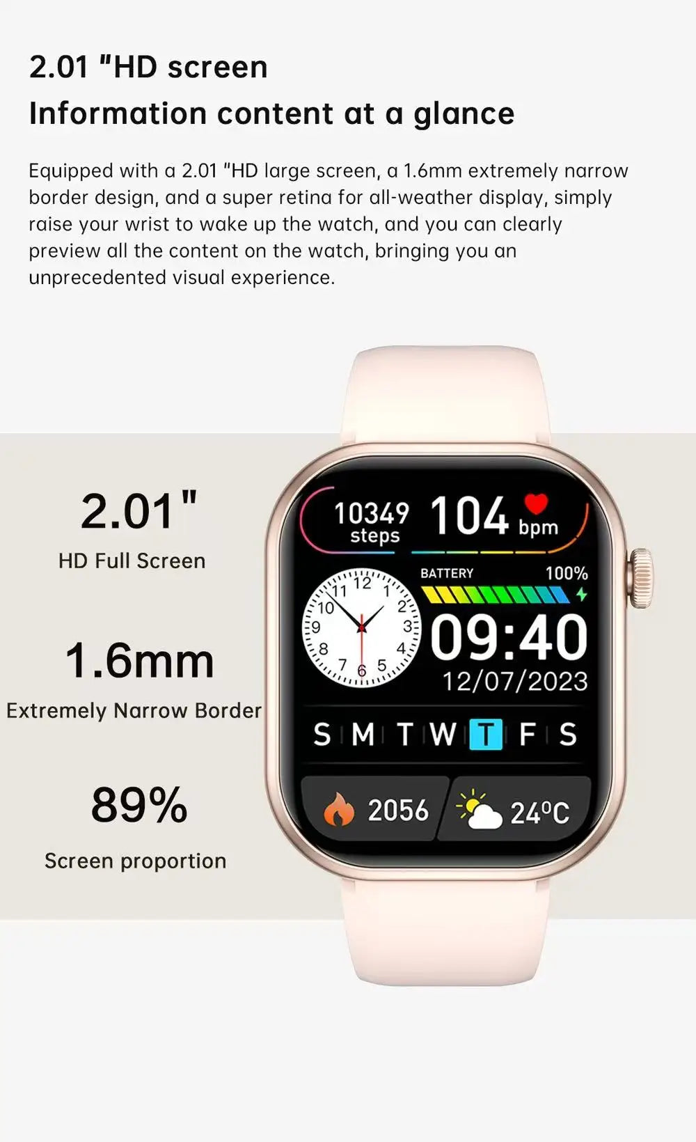 Smartklocka Nova (2,01” AMOLED – sport & hälsa, vattentät)