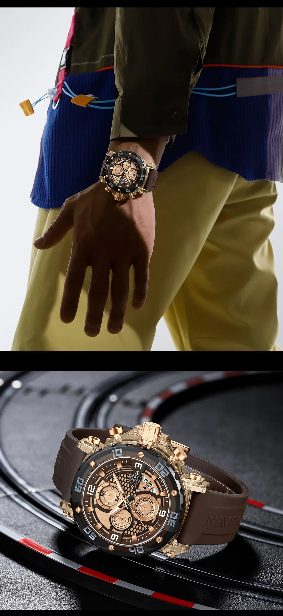 Klocka Marcus (sportig herrklocka med silikonarmband & kronograf)