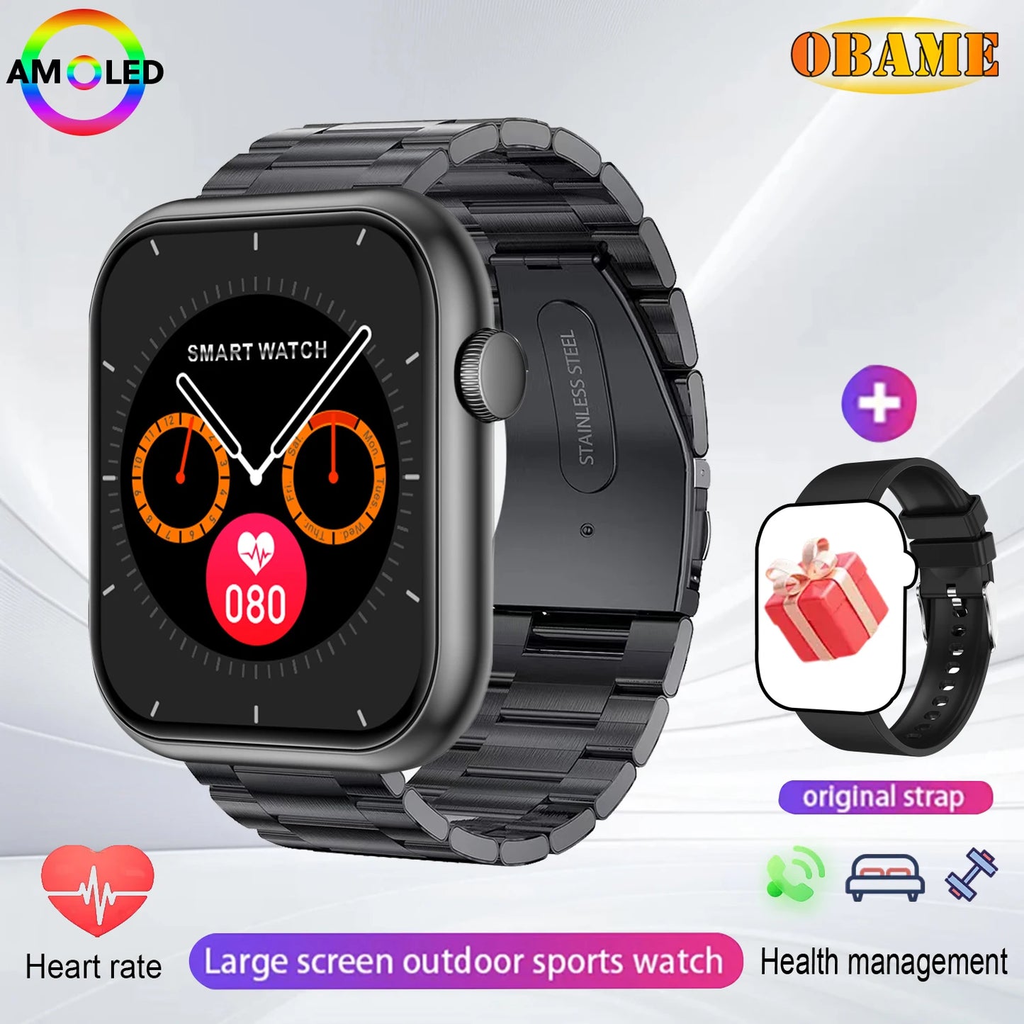 Smartklocka Nova (2,01” AMOLED – sport & hälsa, vattentät)