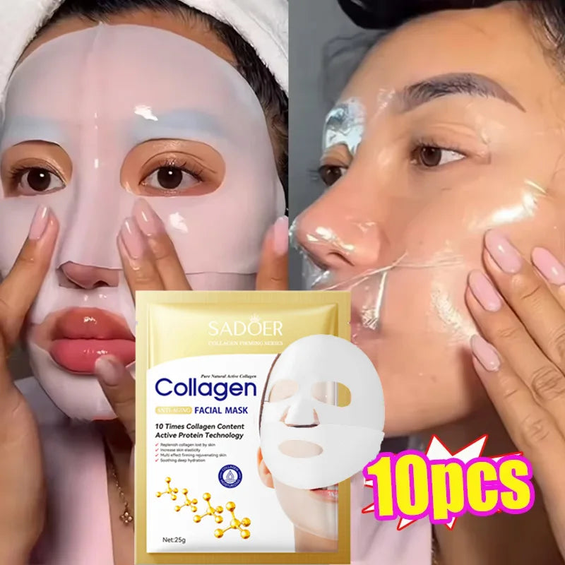 KollagenMask™ – 10-pack Anti-Åldrande Ansiktsmasker med Fukt & Lyster