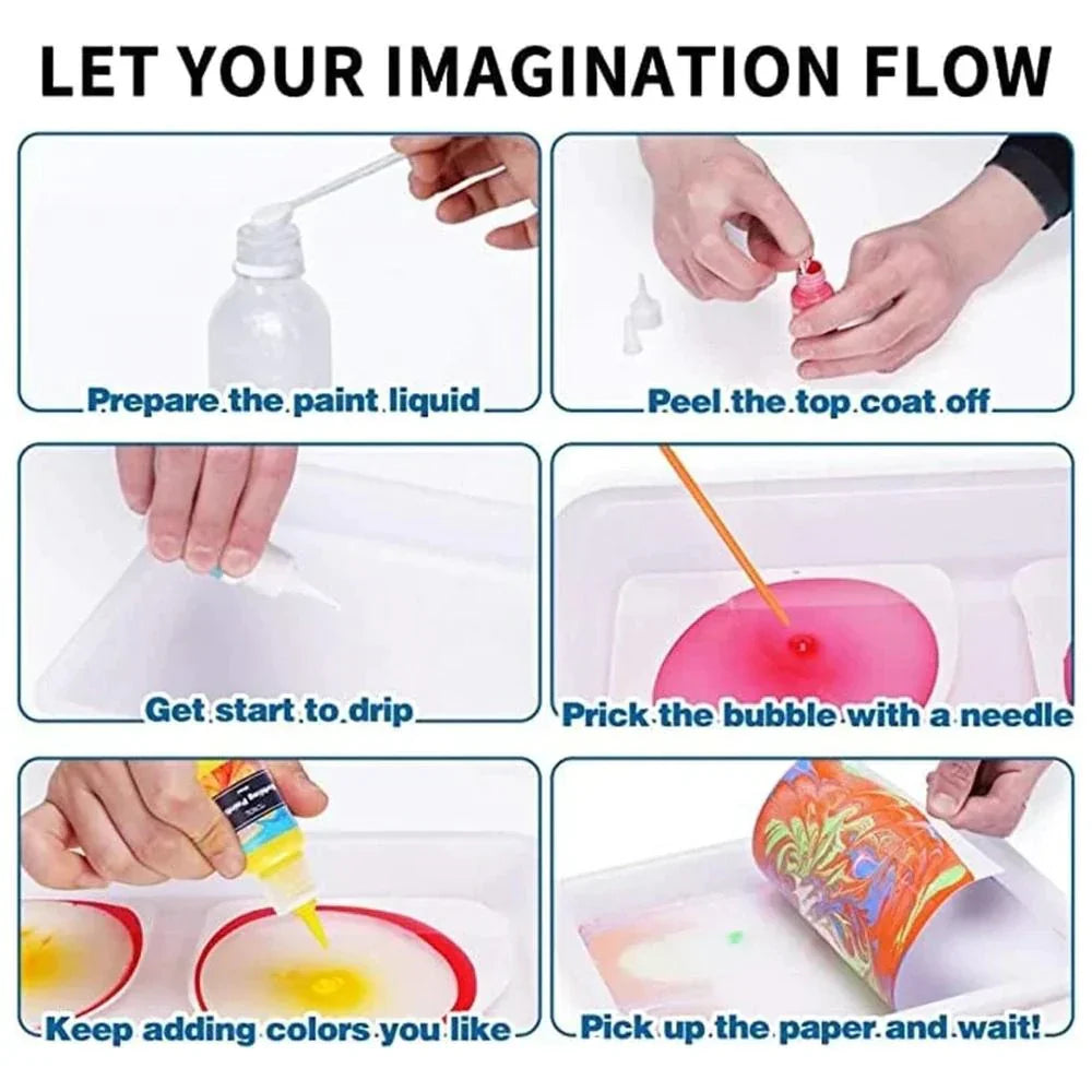 WATER MARBLING PAINT SET ‐ FÄRGGLADA VATTENBASERADE KONSTVERK - FÄRGSET