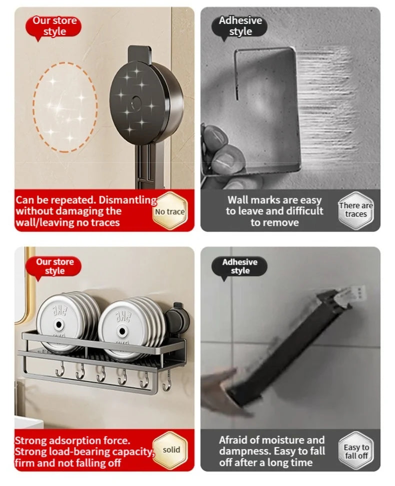 Badrumshylla med sugpropp – aluminium utan borrning