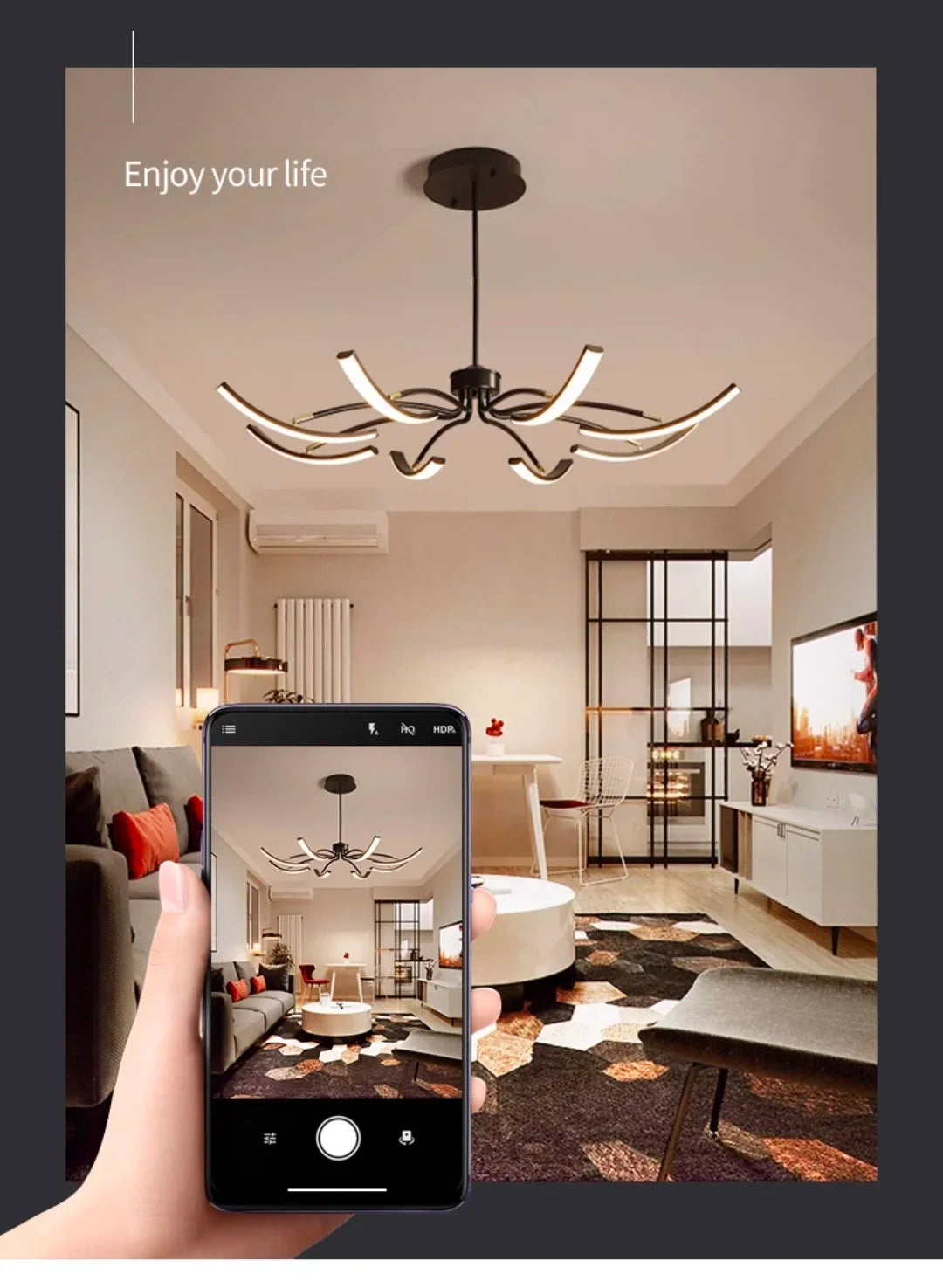 Nordisk taklampa LED – roterande design för vardagsrum & sovrum