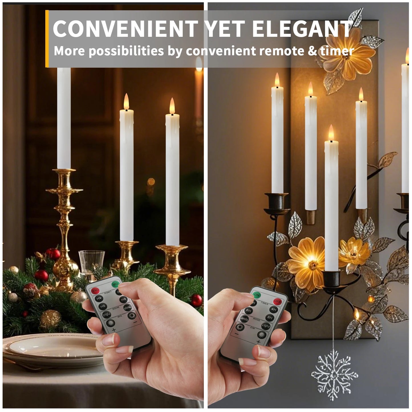 LED stearinljus med timer & fjärrkontroll – fladdrande låga