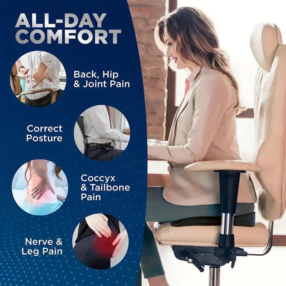 Resekudde i Memory Foam – U-formad Sittkudde för Stol, Bil & Kontor