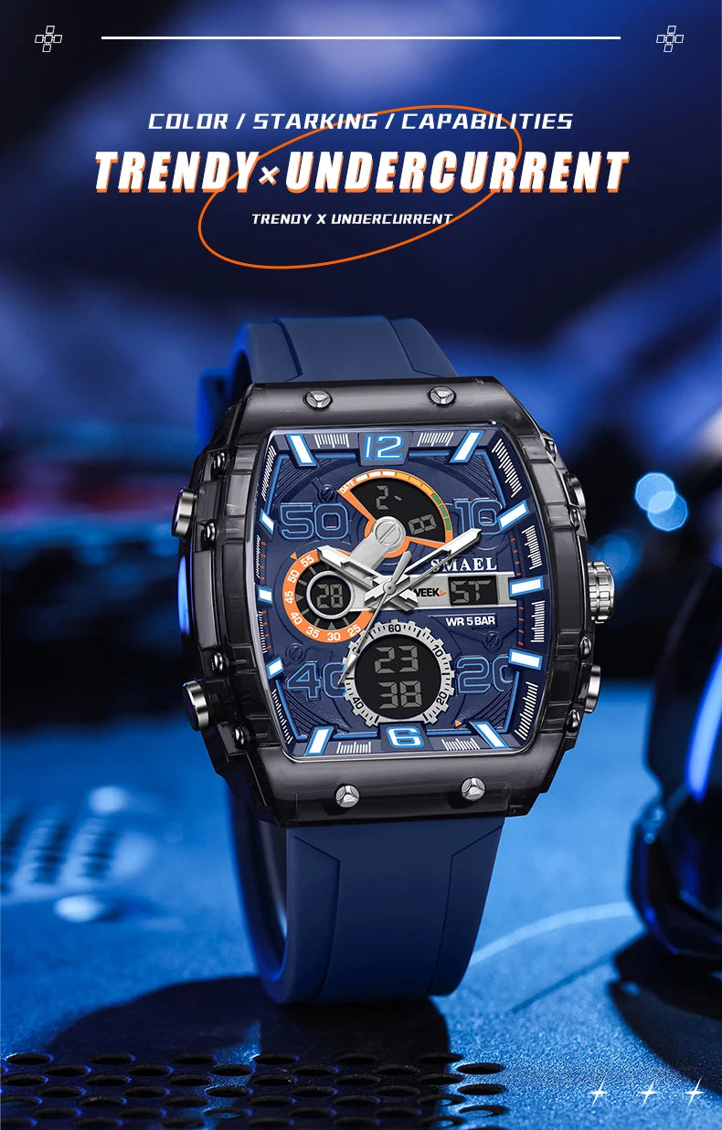 ChronoSquare – fyrkantig herrklocka med dual display