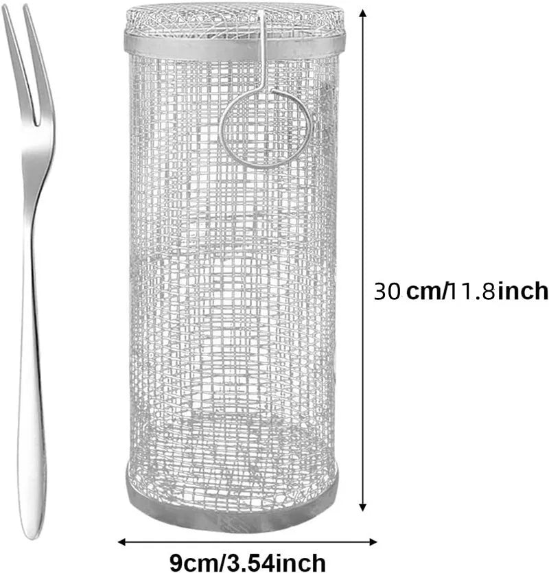 GrillKorgen™ – Rullande Rostfri Grillkorg för Grönsaker