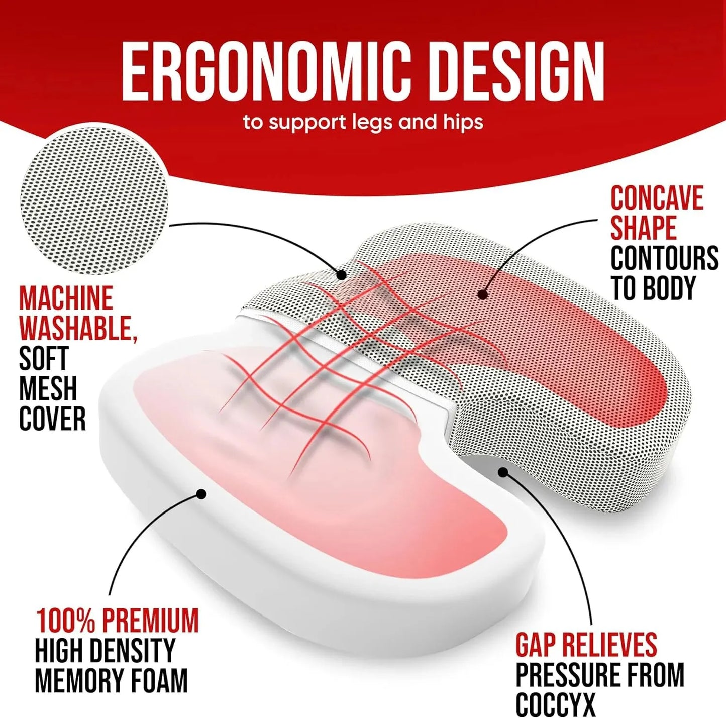 Ergonomisk Sittkudde i Memory Foam – Bekväm Stolskudde för Kontor & Studier