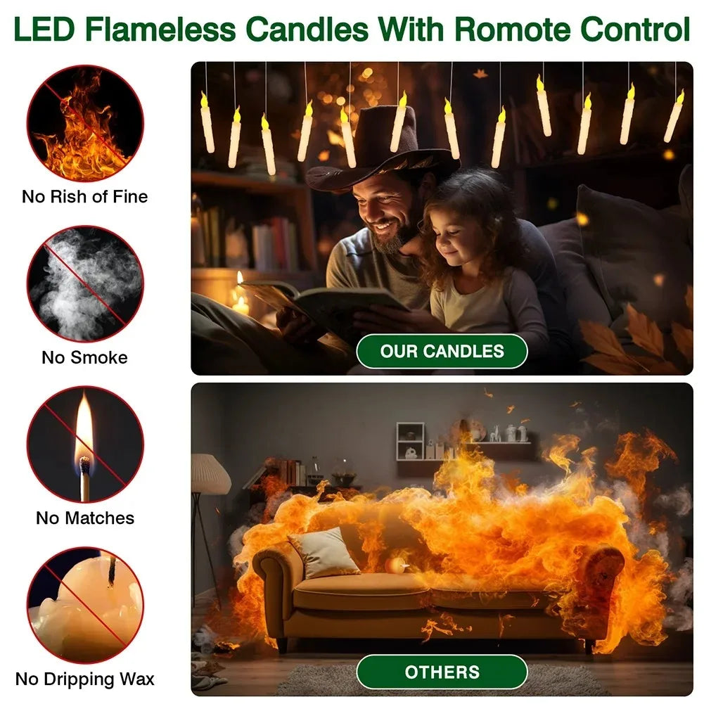 LED stearinljus med timer & fjärrkontroll – fladdrande låga