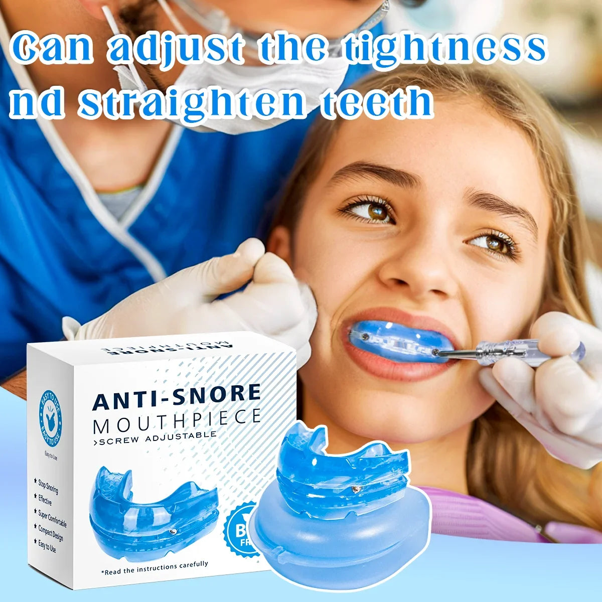 Anti-snarkbett – justerbart munskydd mot snarkningar & tandgnissel