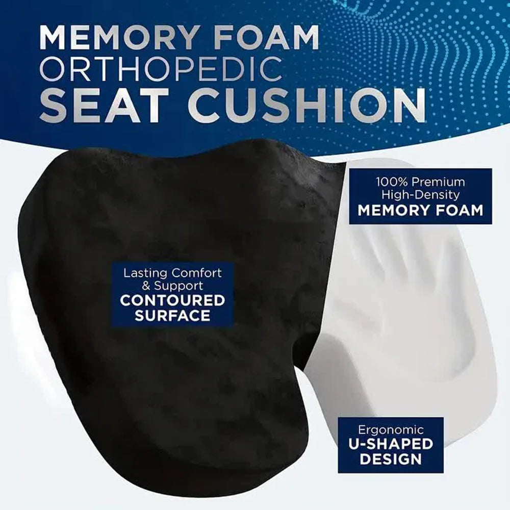 Resekudde i Memory Foam – U-formad Sittkudde för Stol, Bil & Kontor