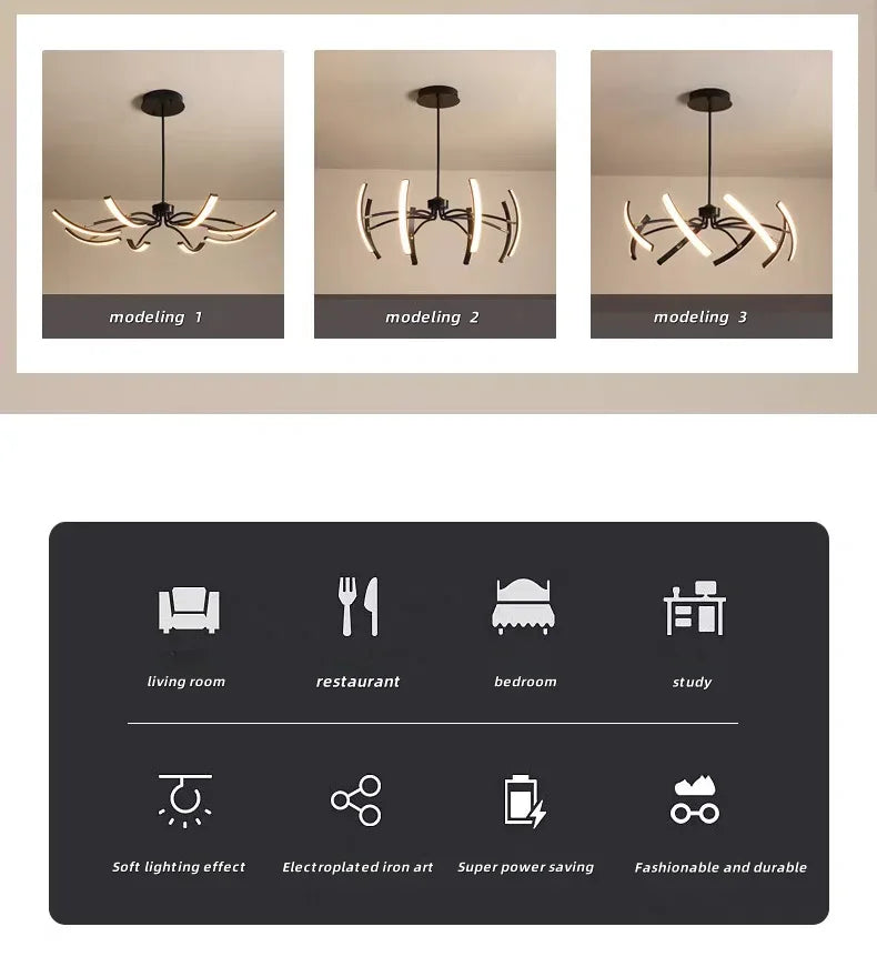 Nordisk taklampa LED – roterande design för vardagsrum & sovrum