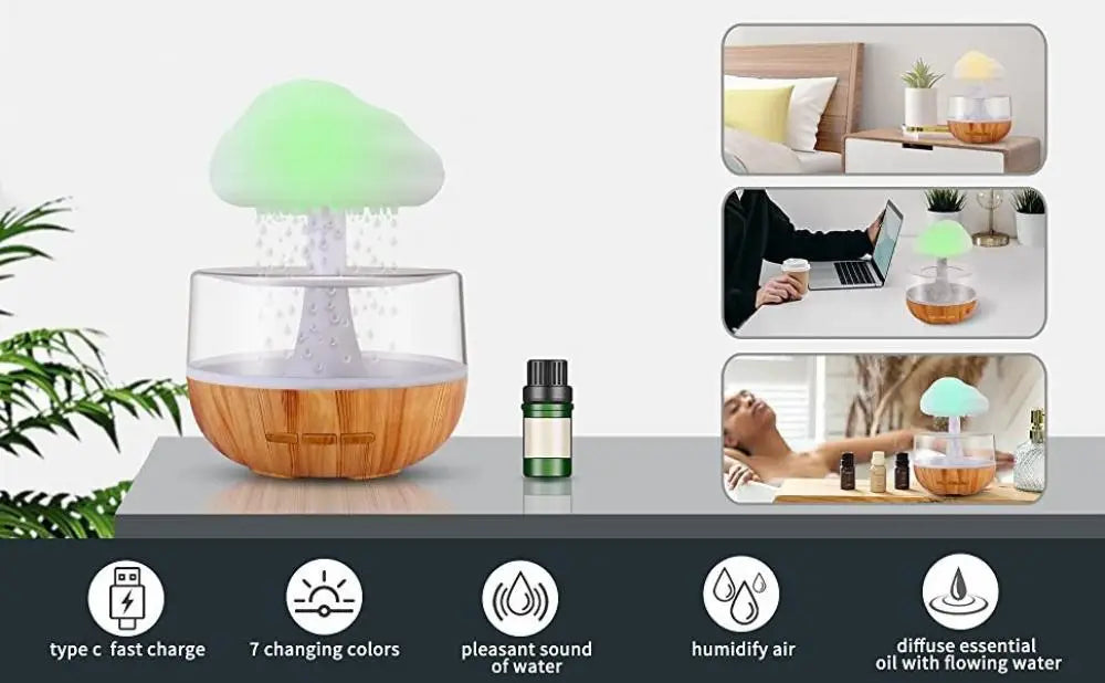 RegnMoln™ – Färgglad Aromadiffusor & Nattlampa