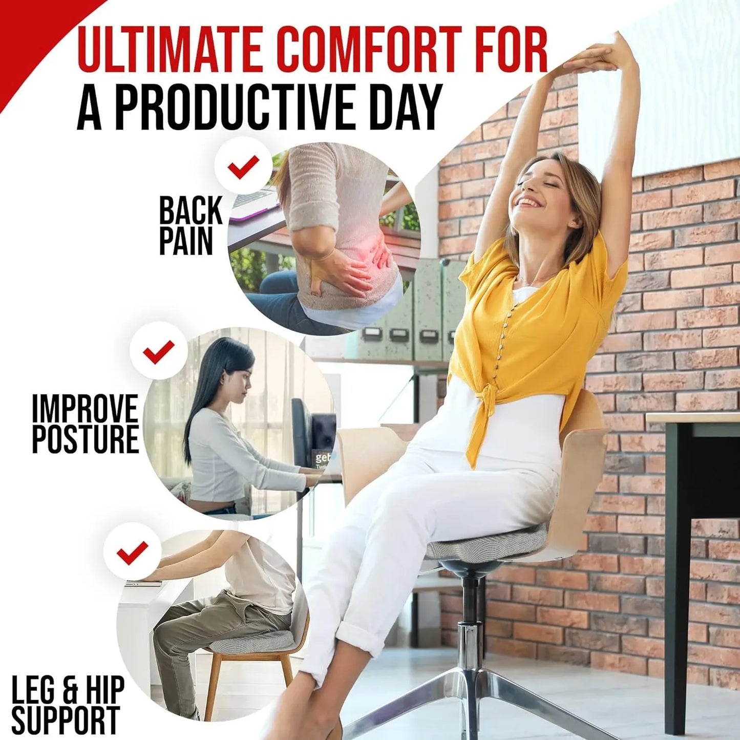 Ergonomisk Sittkudde i Memory Foam – Bekväm Stolskudde för Kontor & Studier