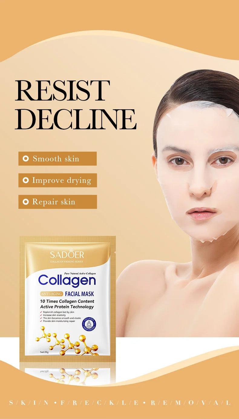 KollagenMask™ – 10-pack Anti-Åldrande Ansiktsmasker med Fukt & Lyster