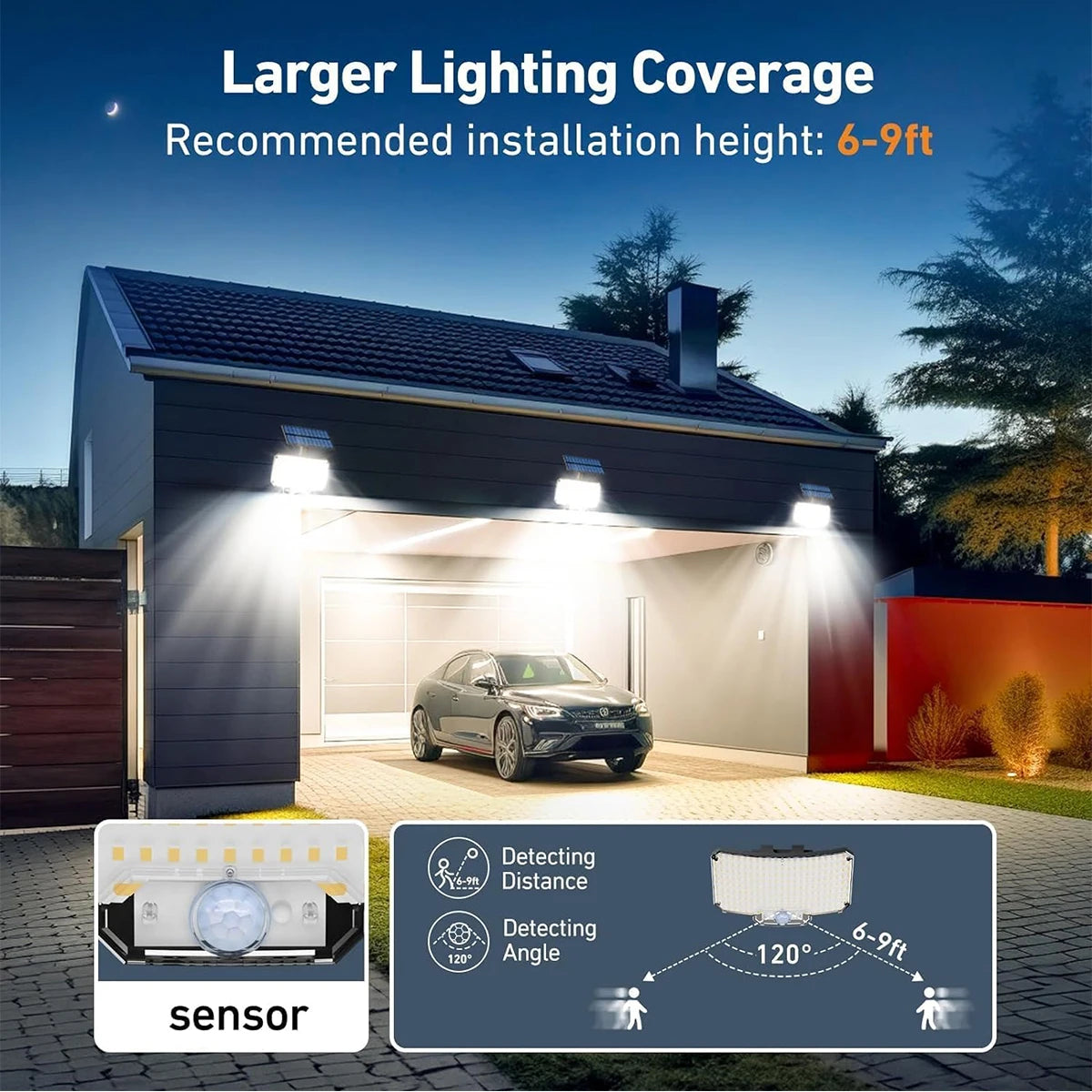 234 LED Solcellslampa med Fjärrkontroll – Rörelsesensor & 3 Ljuslägen