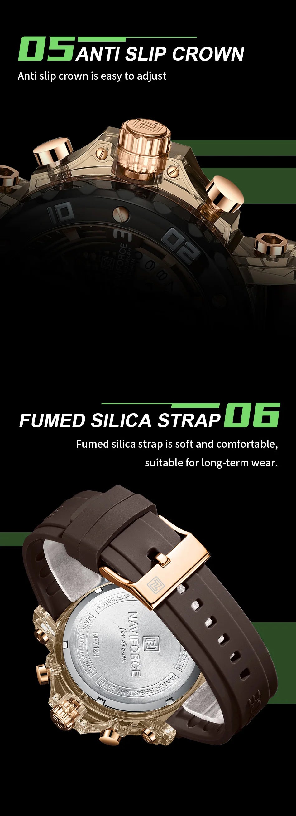 Klocka Marcus (sportig herrklocka med silikonarmband & kronograf)